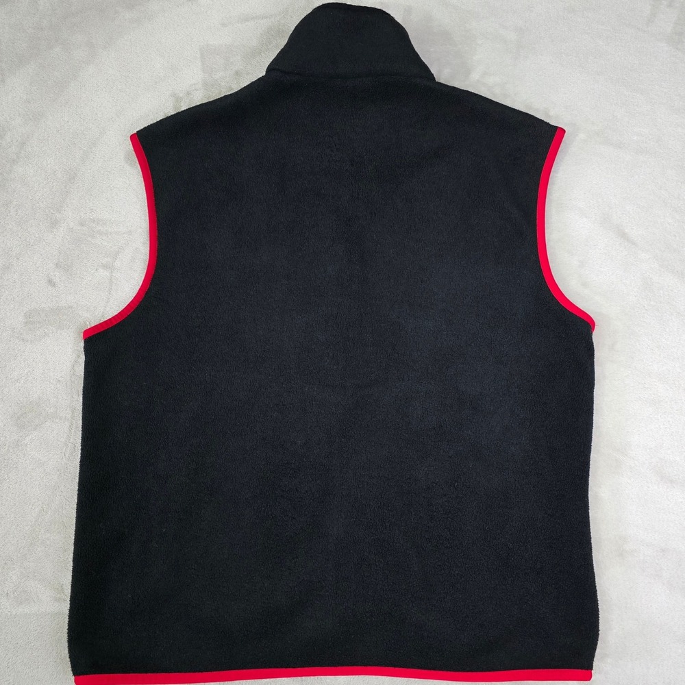 Vintage 1990s Marlboro Promo Black Fleece Full Zip Vest Red Trim Men's L Compass - Picture 5 of 6